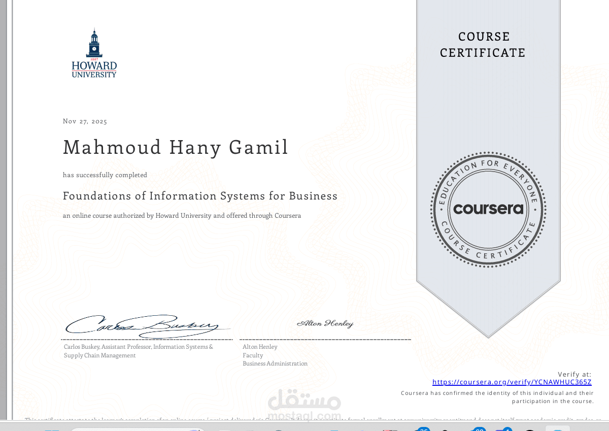Information Systems Business Foundations - Howard University