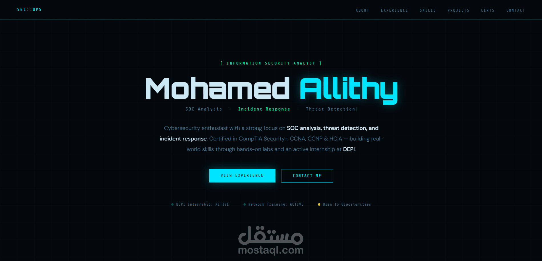 موقع شخصي Portfolio