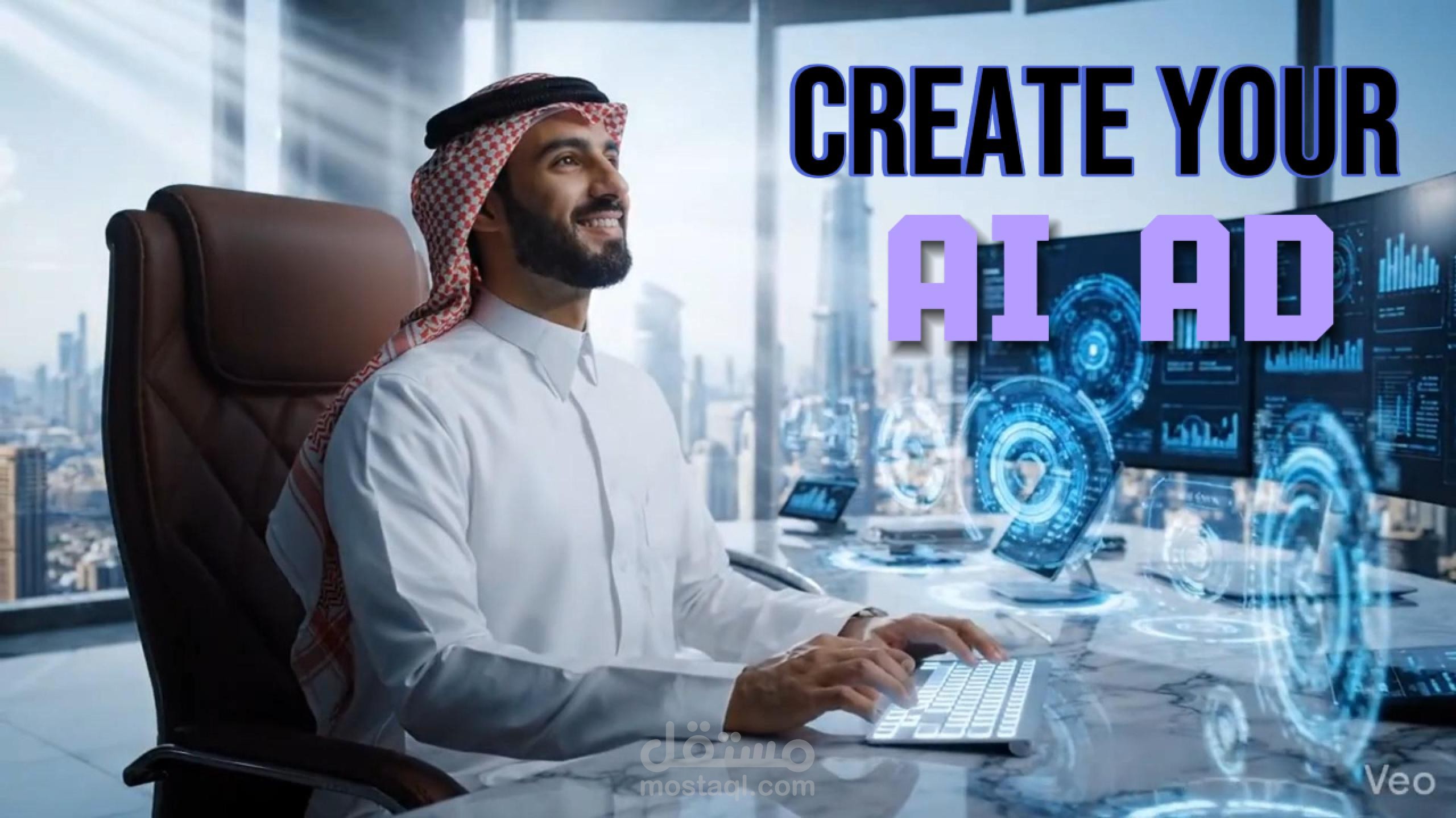 إعلان إبداعي بالذكاء الاصطناعي لمنتج بأسلوب سينمائي حديث