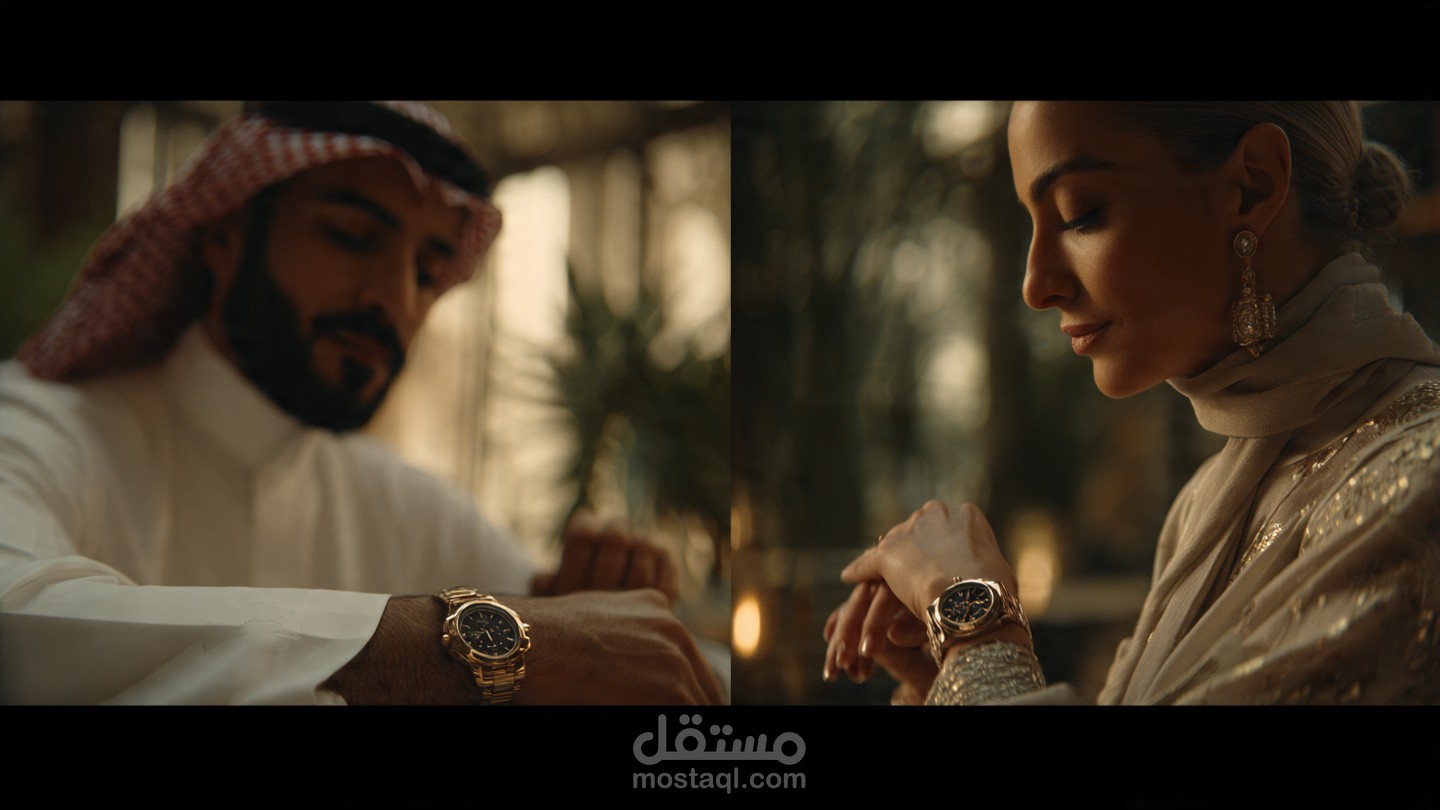 إعلان سينمائي إبداعي لعلامة ساعات تجارية  باستخدام الذكاء الاصطناعي بأسلوب بصري حديث