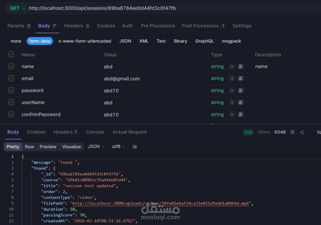 Backend API for Courses Platform
