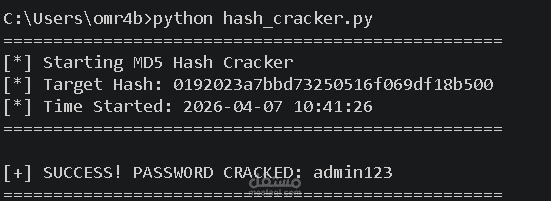 أداة كسر التشفير واختبار قوة كلمات المرور (MD5 Hash Cracker)