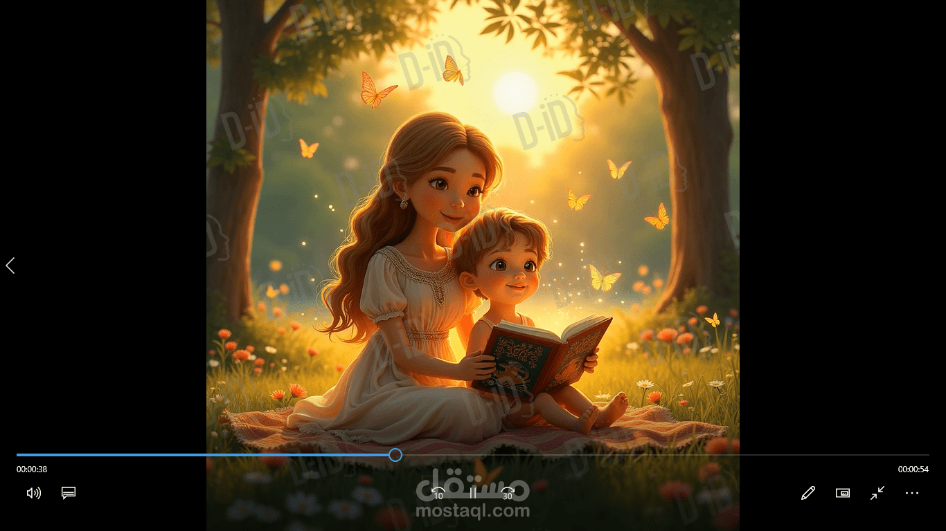 قصه كرتونية  بالذكاء الاصطناعي (ماما وقطه الغروب)