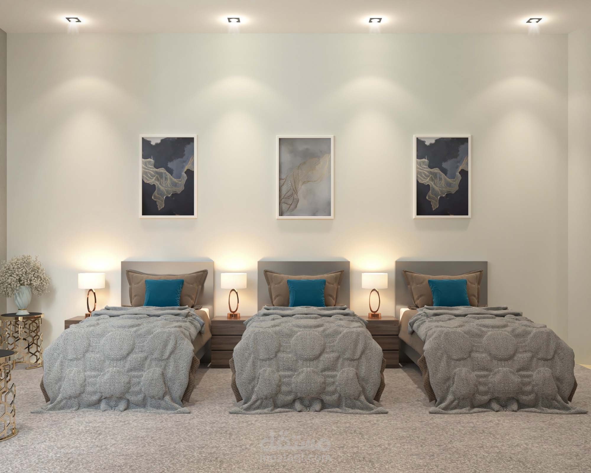 تصميم غرف نوم فندقية ومكاتب ادارية و استقبال ريسيبشن لفندق فئة نجمتين