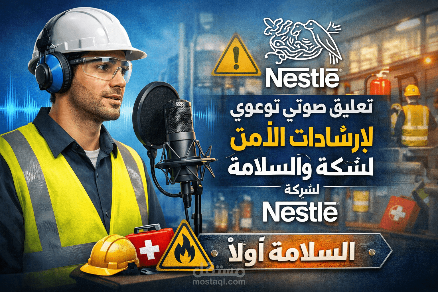 تعليق صوتي توعوي لإرشادات الأمن والسلامة لشركة Nestle