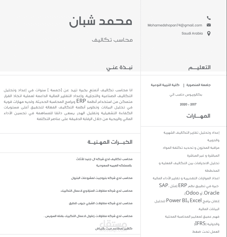 تمصميم سيرة ذاتية احترافية