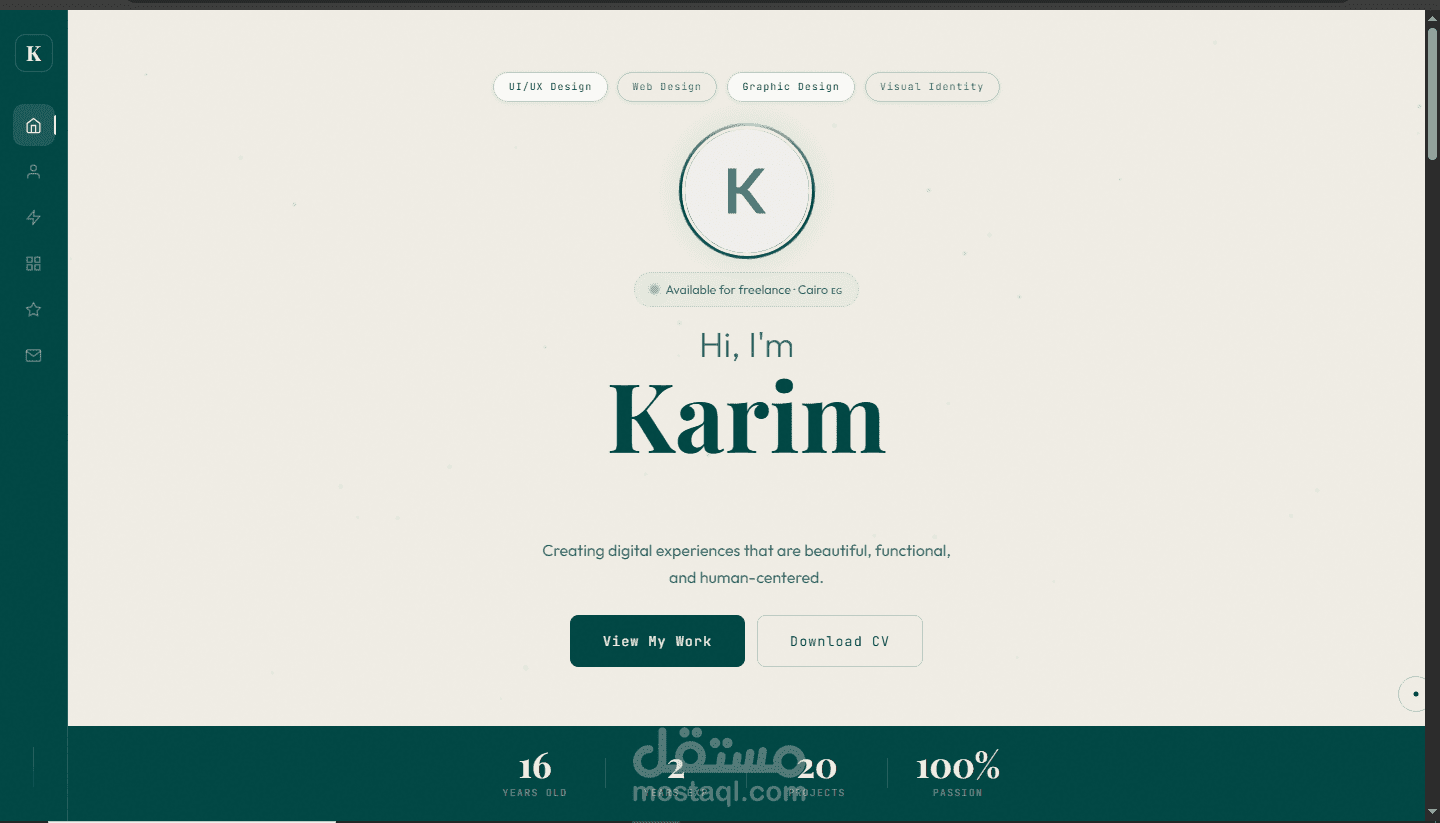 تصميم وتطوير موقع بورتفوليو شخصي احترافي بتأثيرات حركية متقدمة