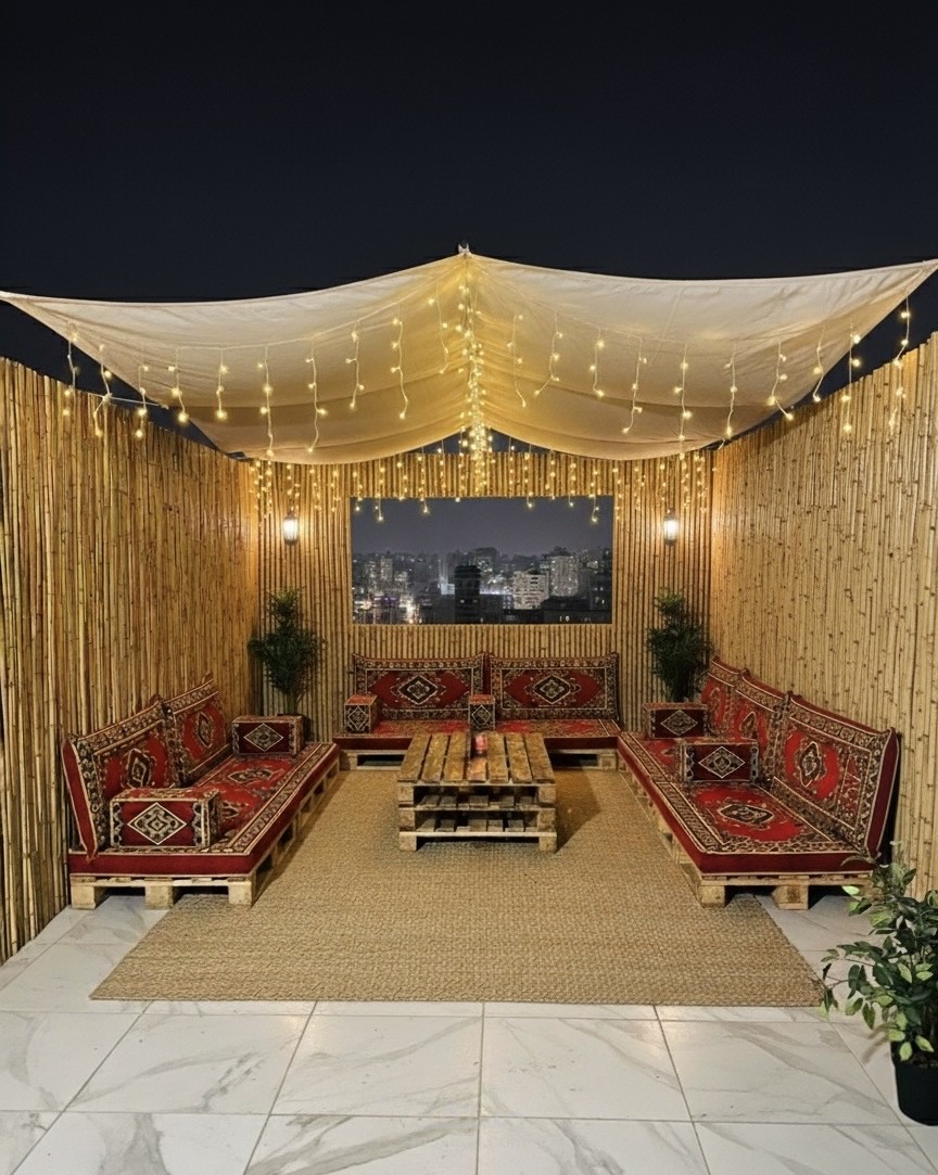 تصميم وتنفيذ جلسة خارجية (مربوعة مودرن)