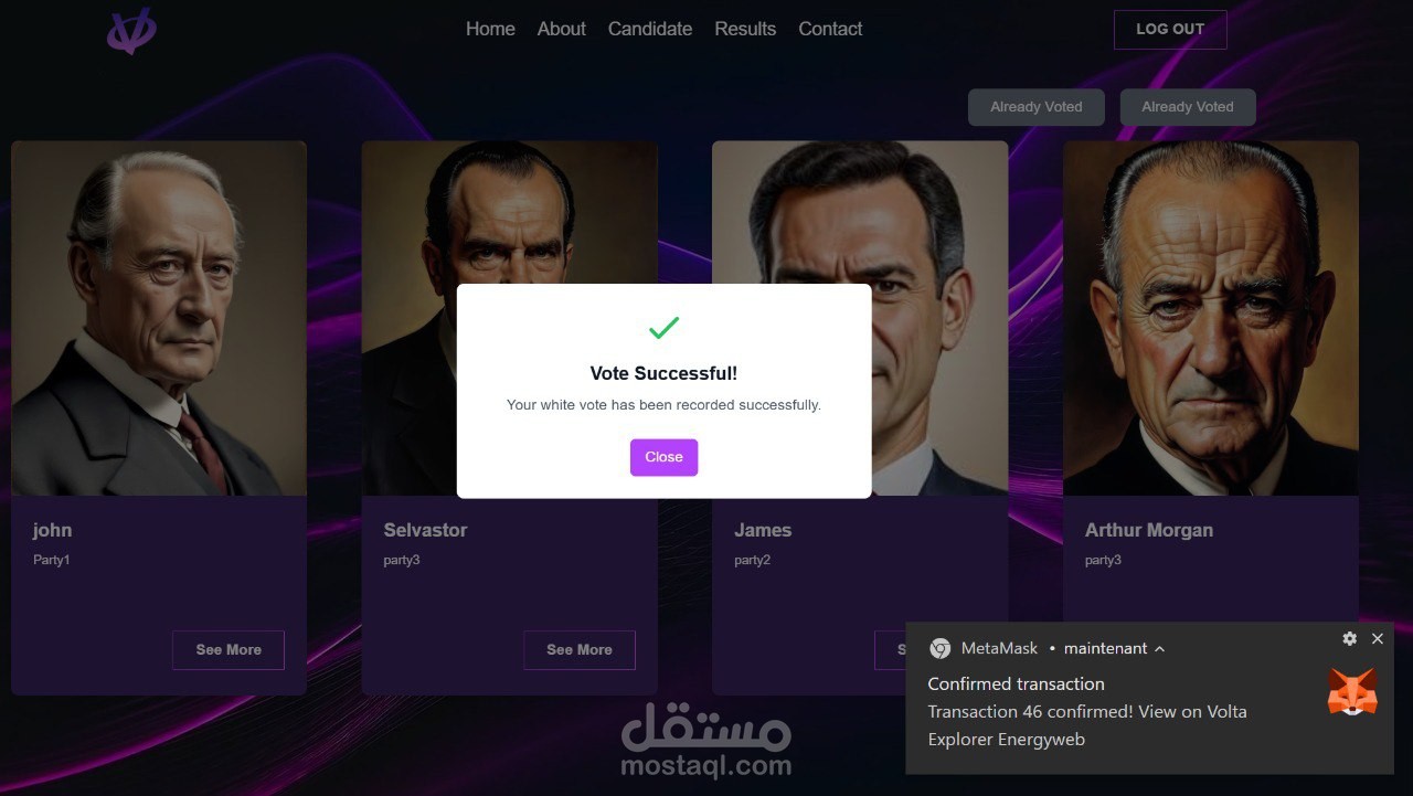 E-Voting webSite with blockchain