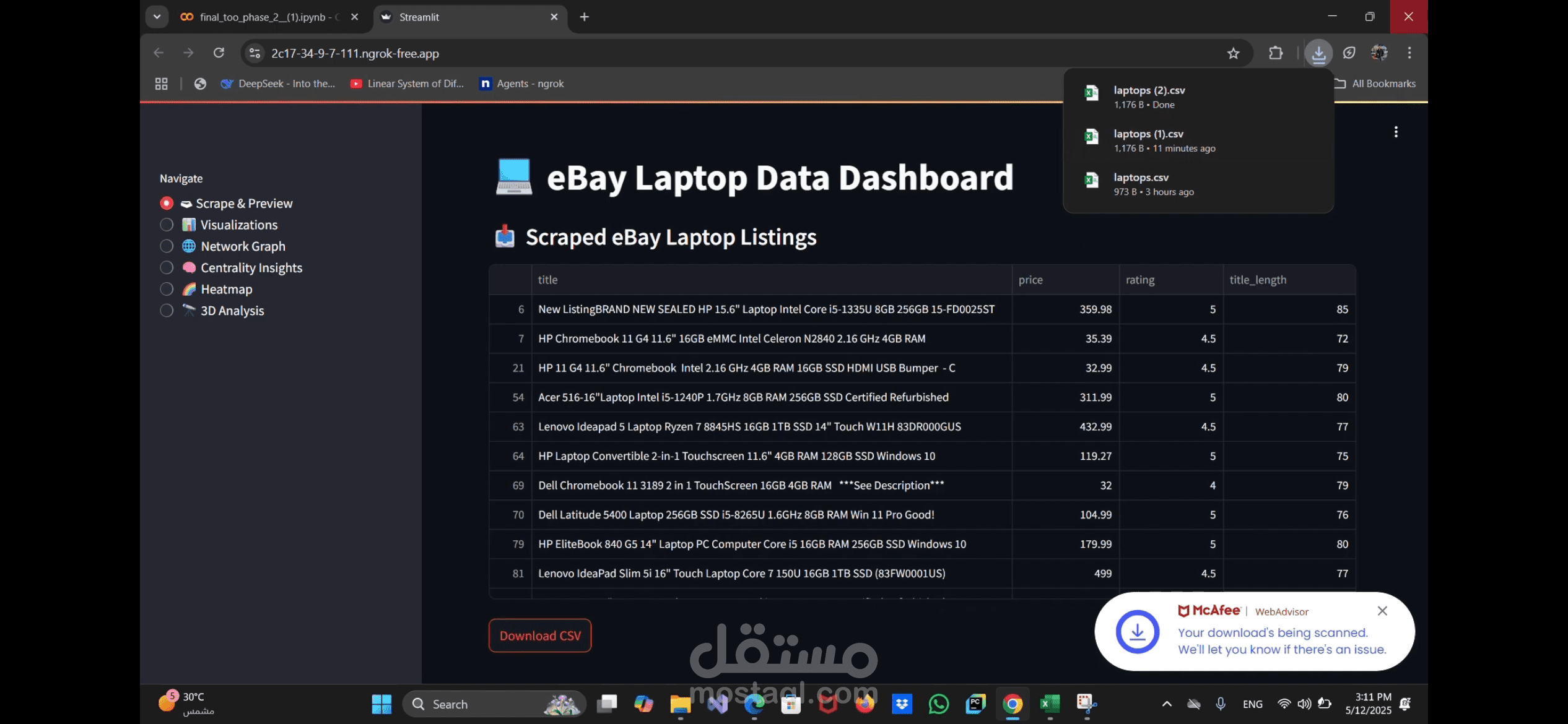 جمع وتحليل بيانات اللابتوبات باستخدام Python