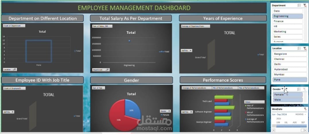 Employee Management Dashboard using Excel
