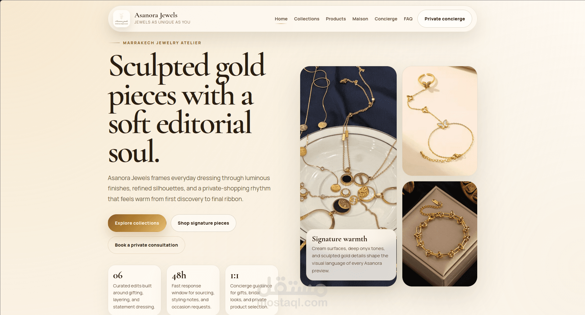 تطبيق عرض متجر مجوهرات بتجربة مستخدم حديثة وتصميم راقٍ