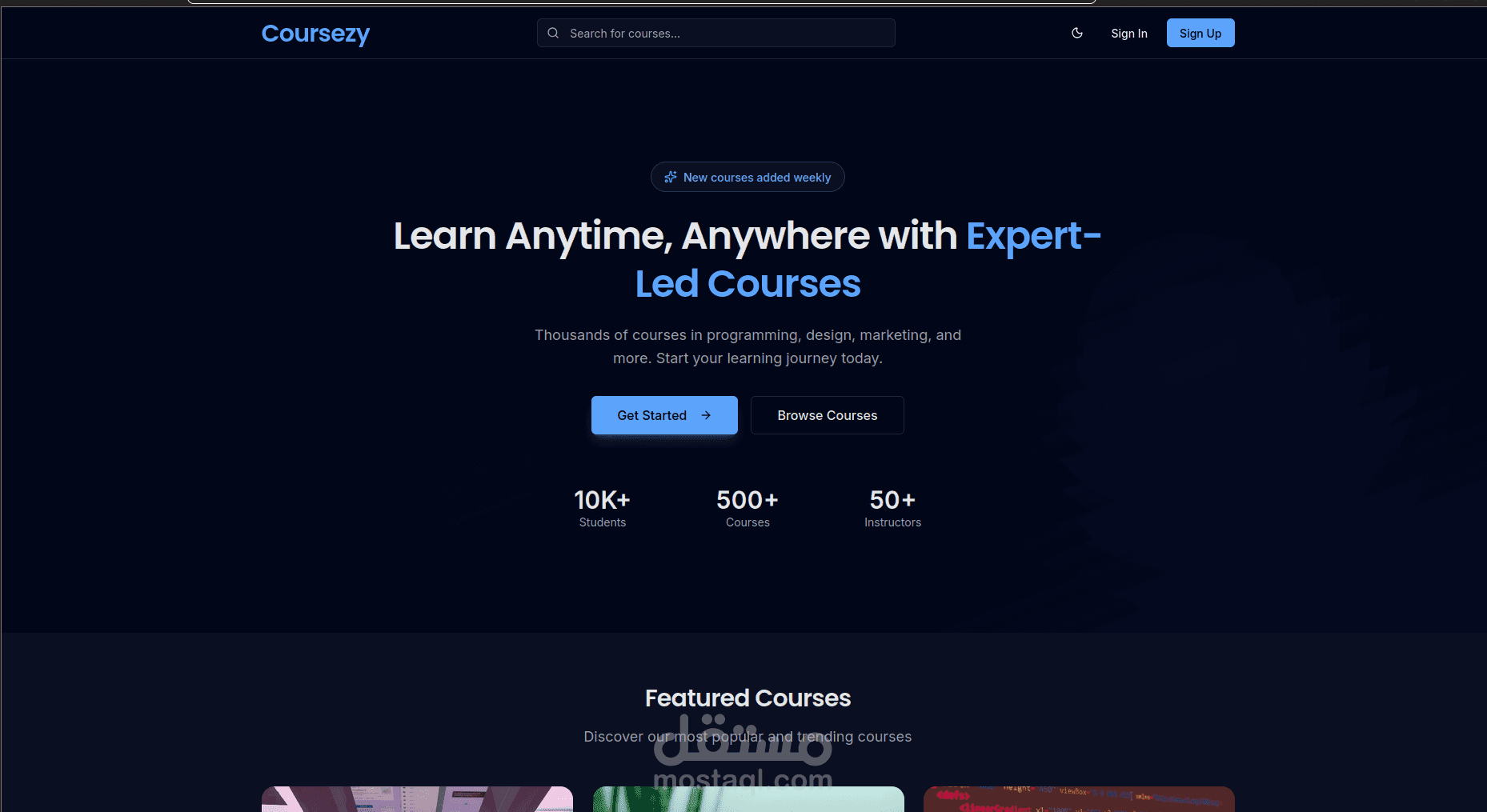 منصة تعليمية متقدمة مدعومة بالذكاء الاصطناعي بهندسة Full-Stack حديثة