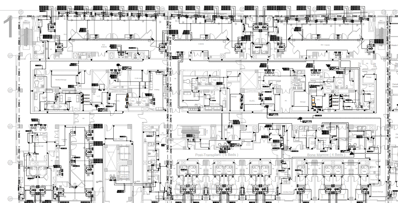 تصميم الاعمال الكهربية واعمال التيار الخفيف لمستشفي