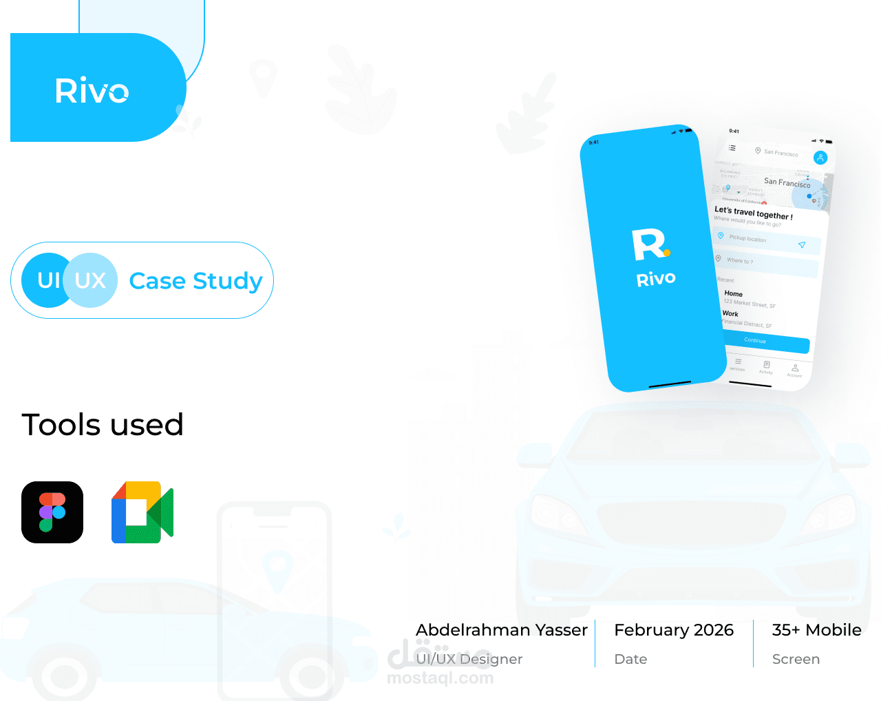 تصميم تطبيق حجز رحلات (Ride Booking App UI/UX)