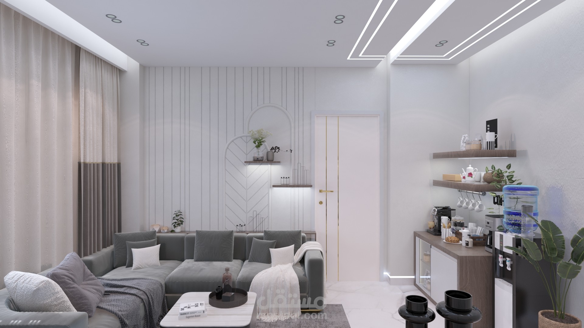 غرفة معيشة ملحقة برسيبشن شقة سكنية