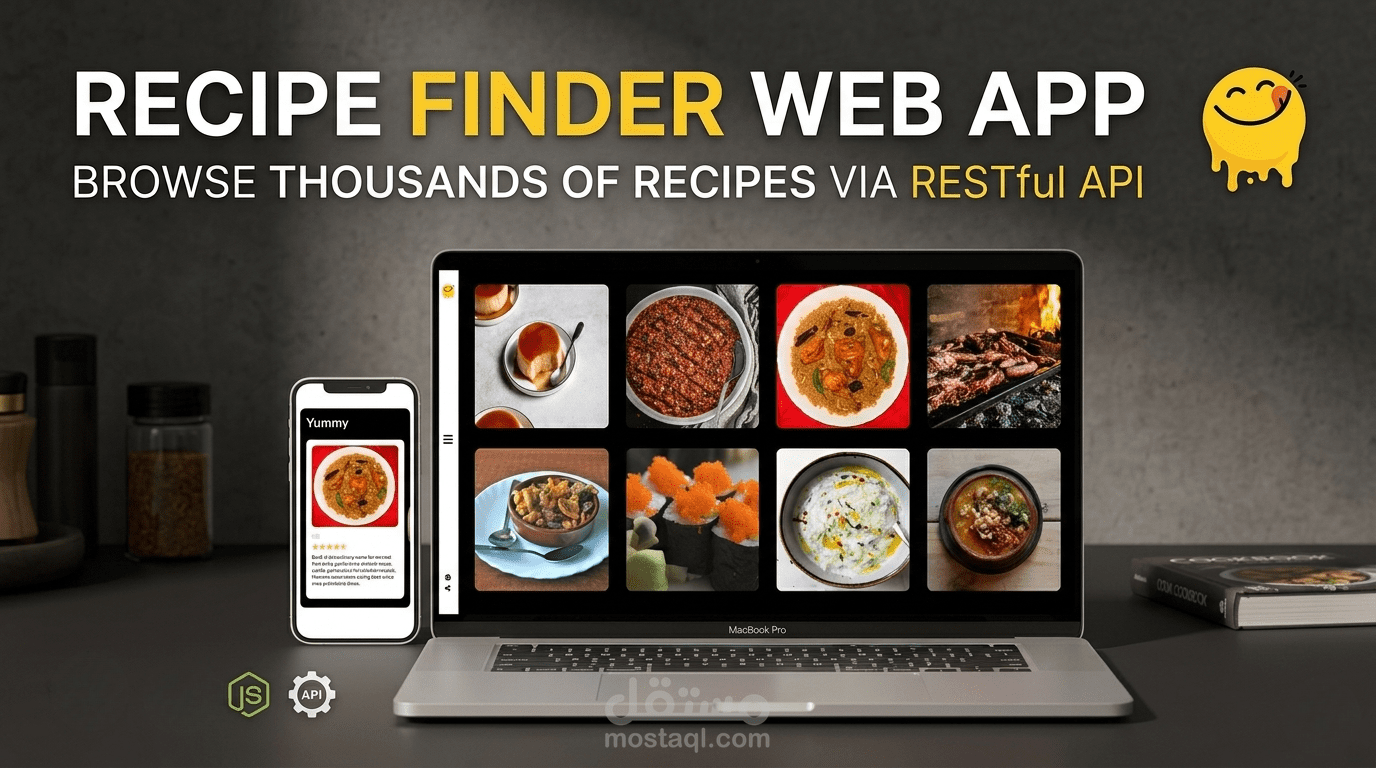 تطبيق "Yummy" لاستعراض الوصفات الغذائية | Dynamic Food Recipes App