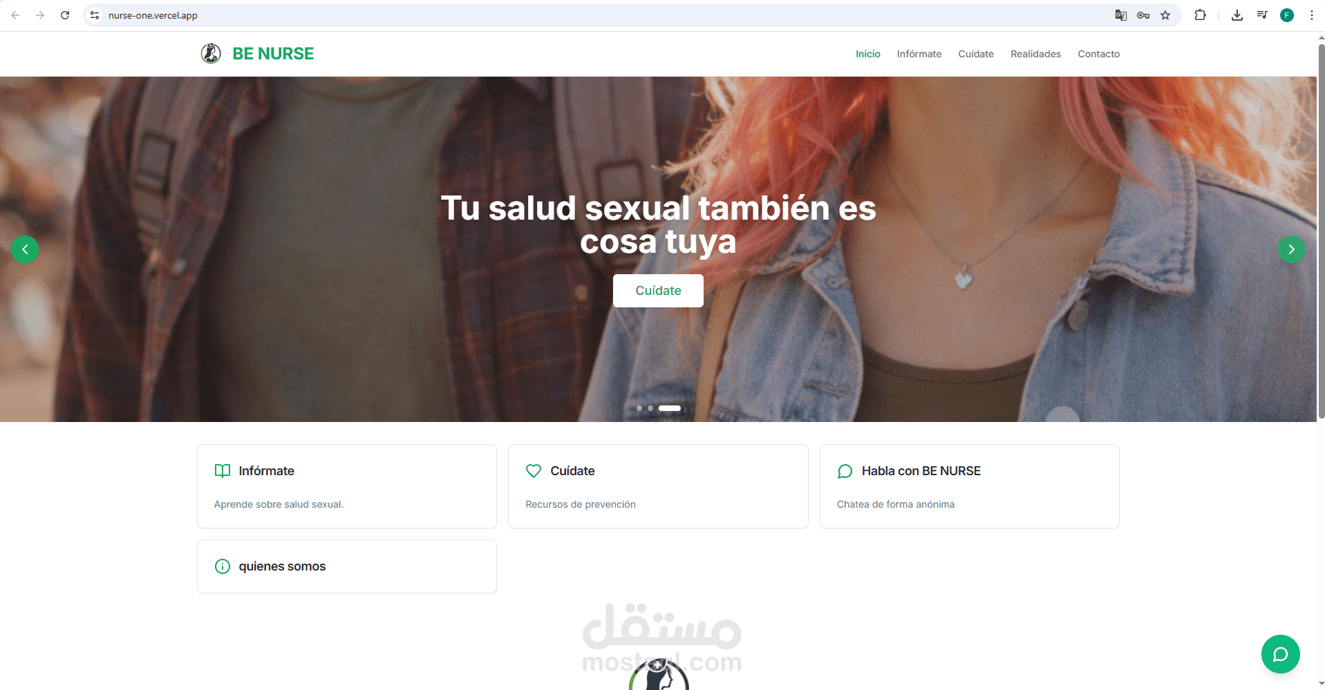 Website for an educational and health prevention project