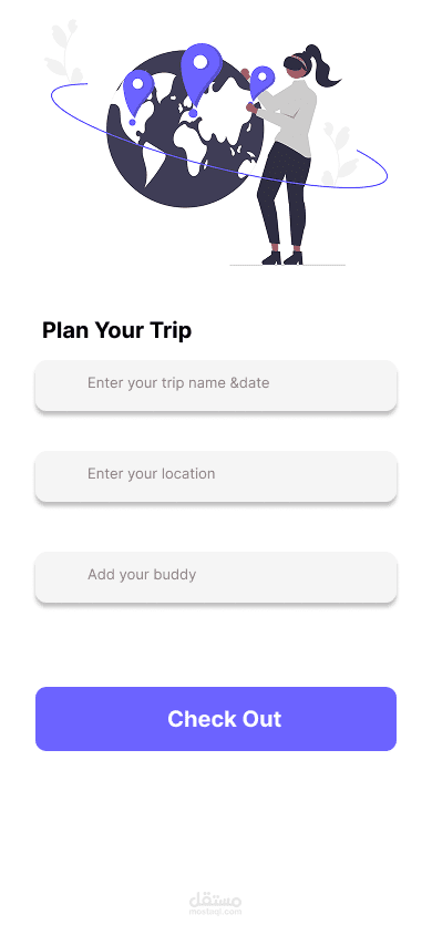 "تصميم UI/UX لتطبيق تخطيط الرحلات (Travel App)"