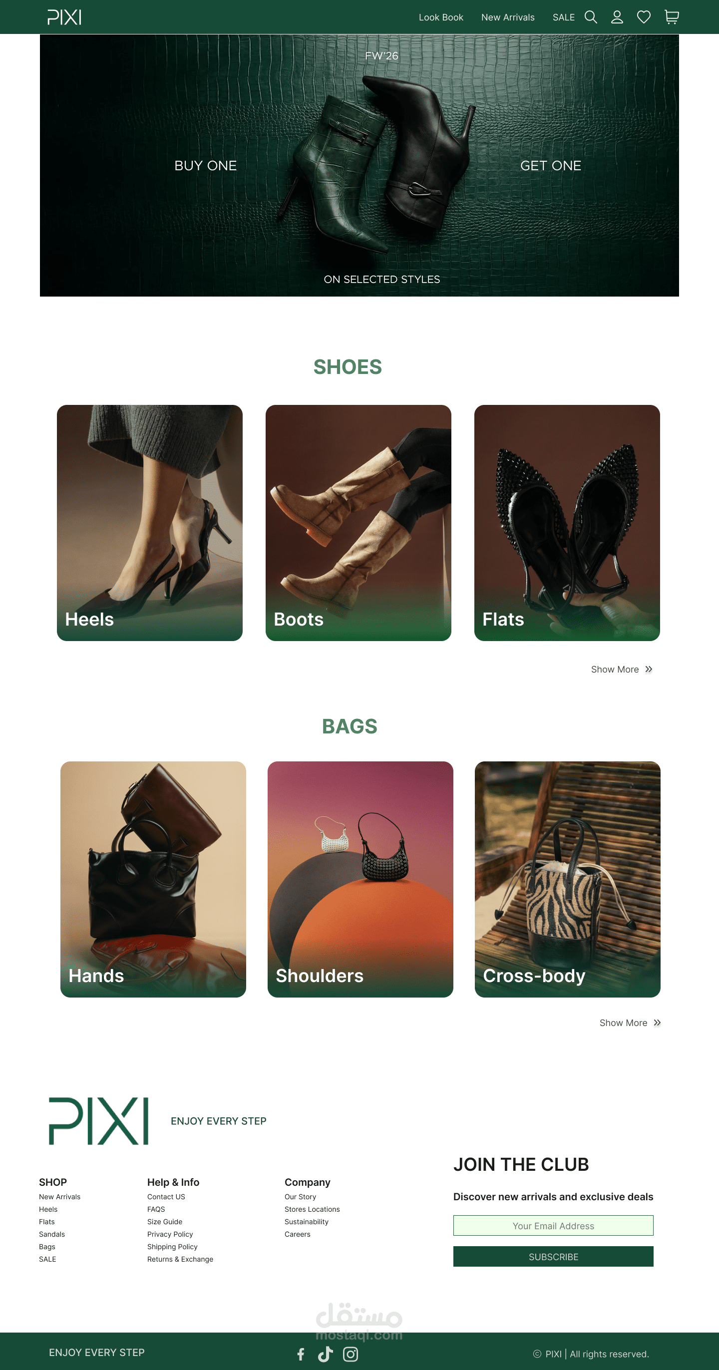 Developing UI UX for PIXI (E-commerce website) Homepage