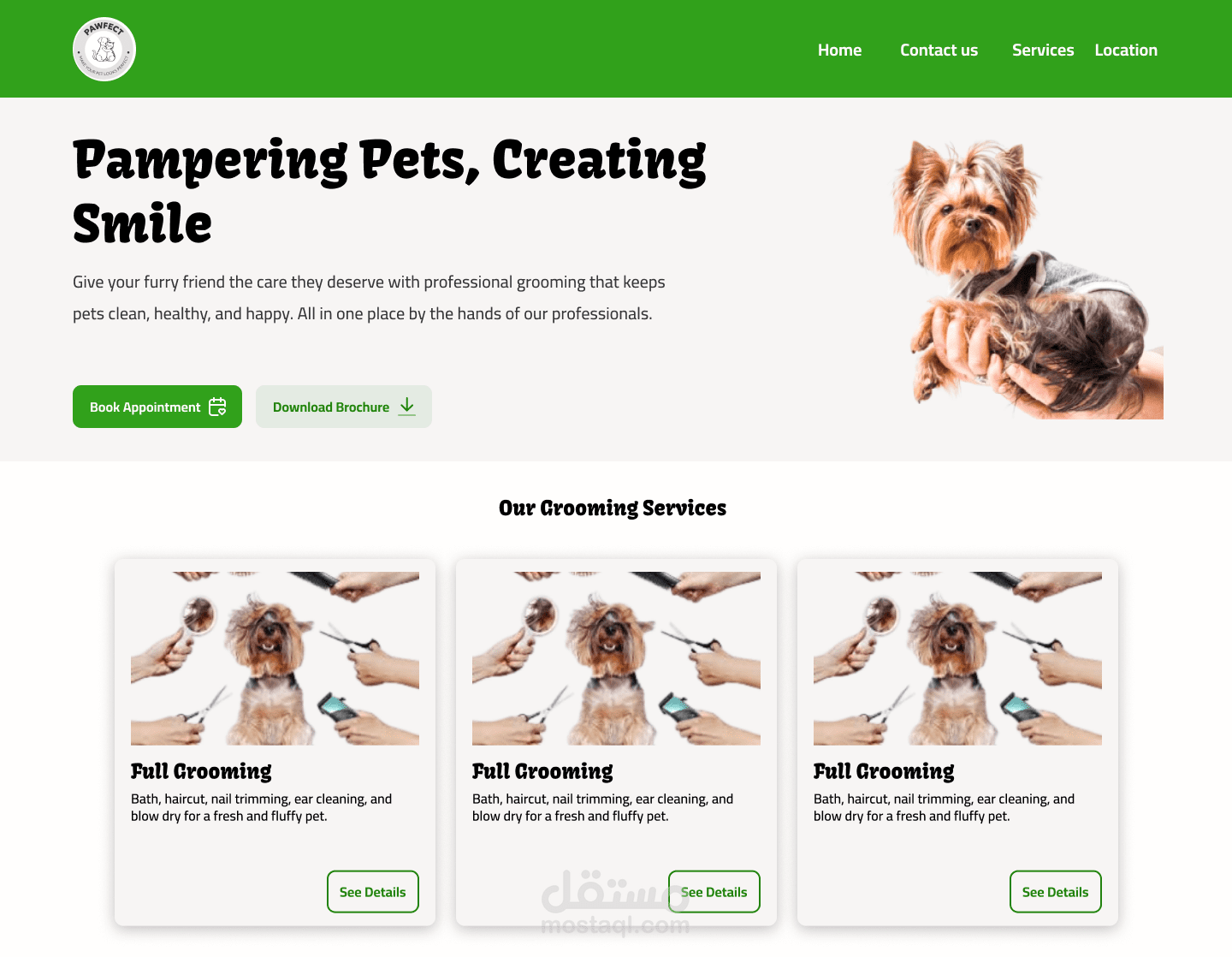 Hero Section & Cards for Pawfect (Pet Website)