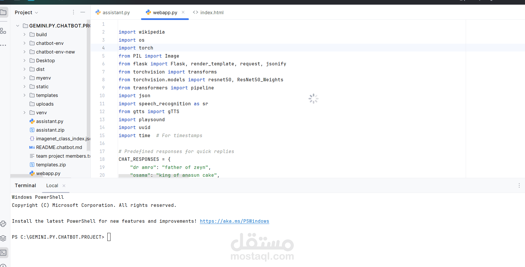 AI Chatbot Web Application باستخدام Python وFlask