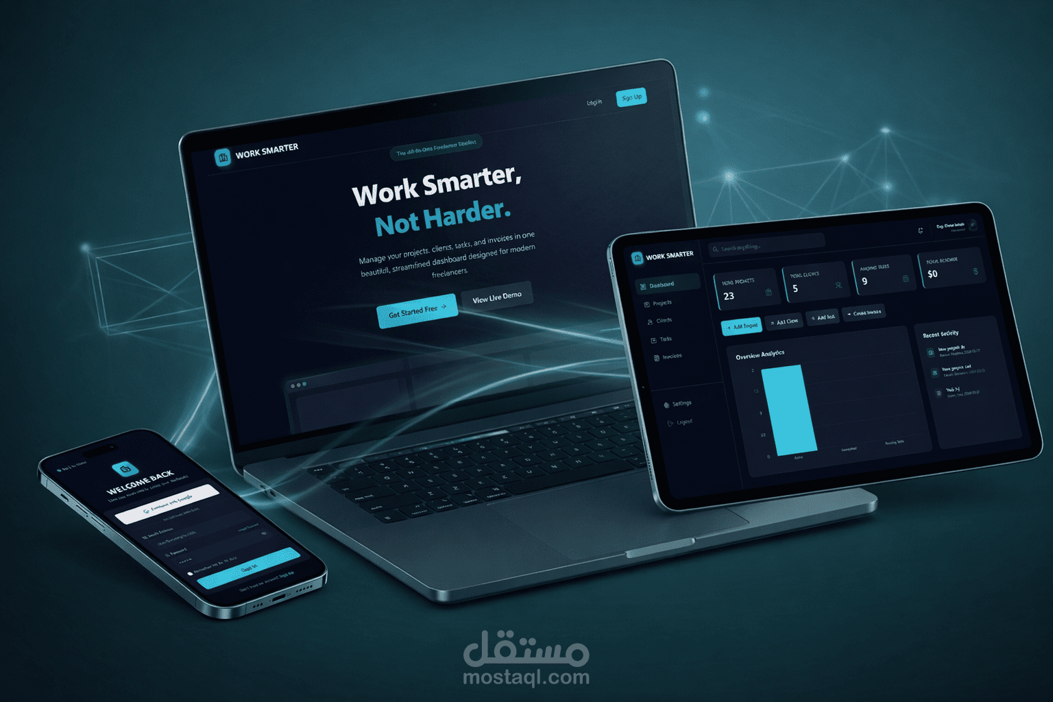 Work Smarter - منصة متكاملة لإدارة المشاريع والمهام للمستقلين (Full-SaaS Platform)