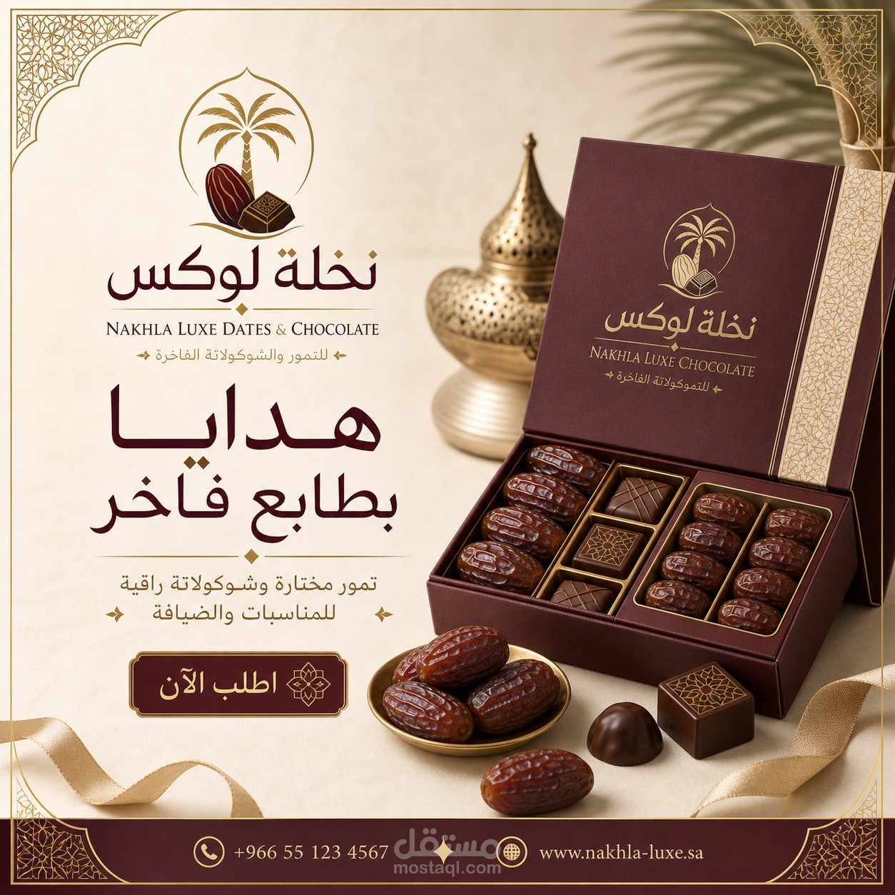 تصميمات سوشيال ميديا احترافية لبراند نخلة لوكس