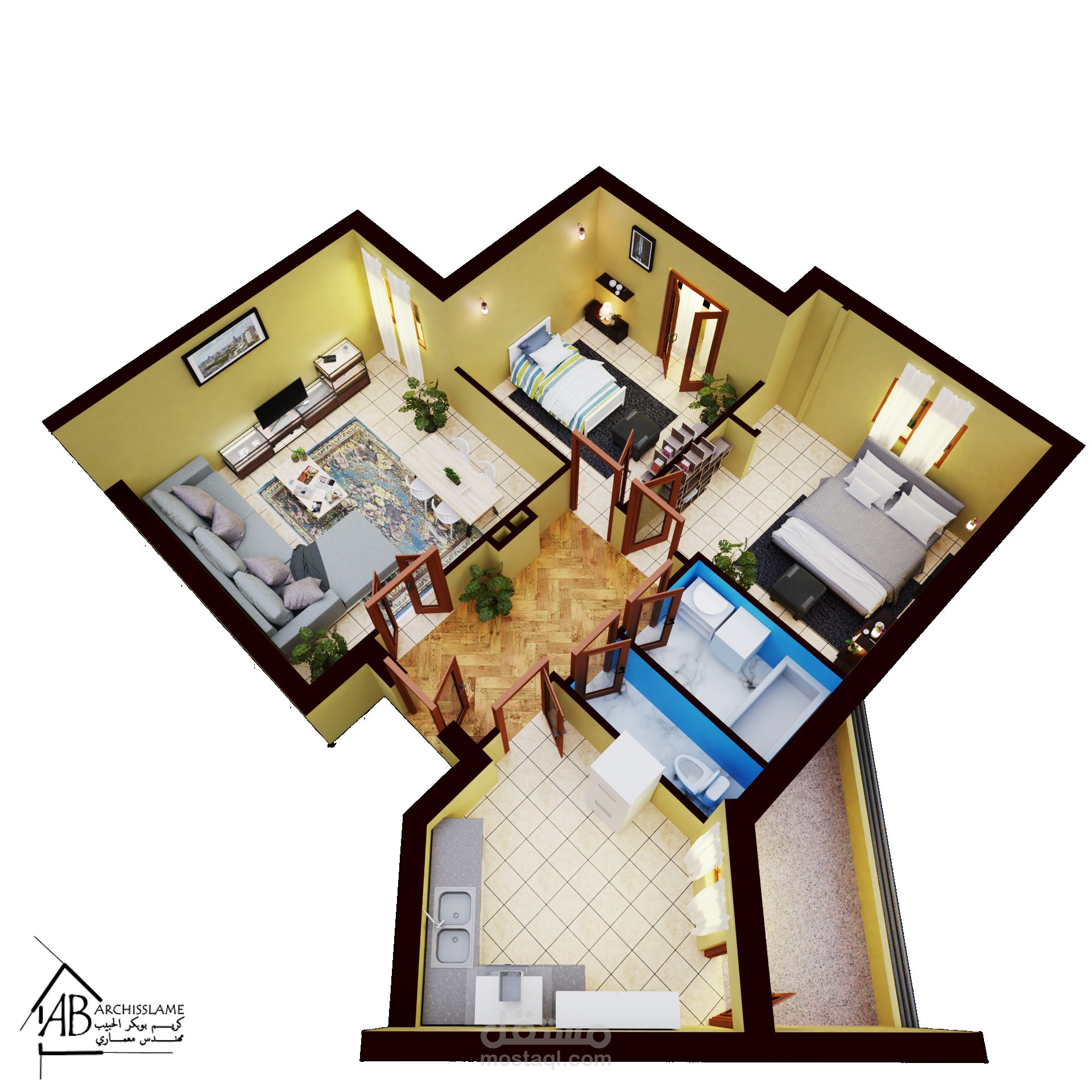 تصميم مخطط أرضية ثلاثي الأبعاد floor plan