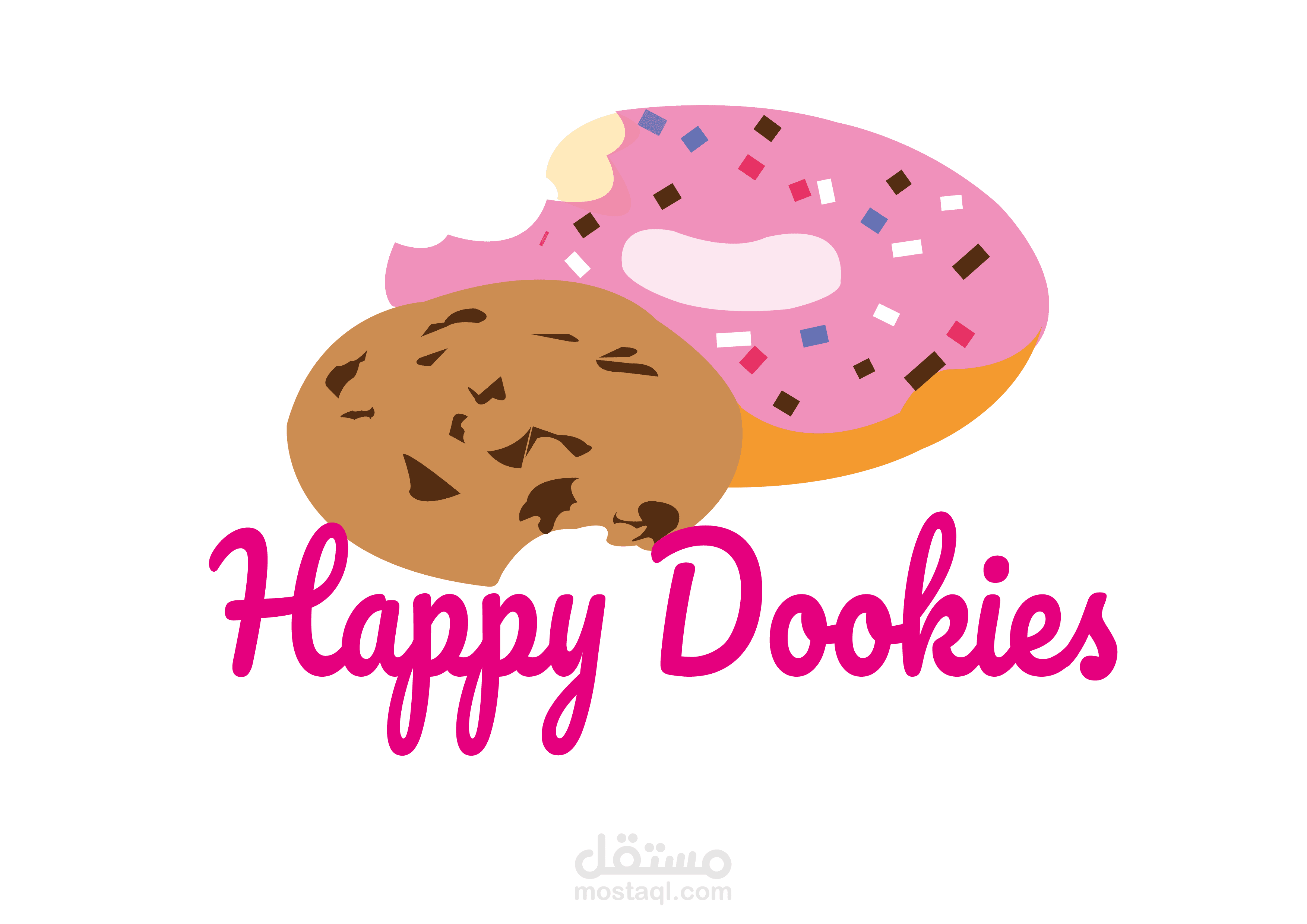 تصميم هوية بصرية كاملة لبراند حلويات (Logo, Menu, Social Media Ads)