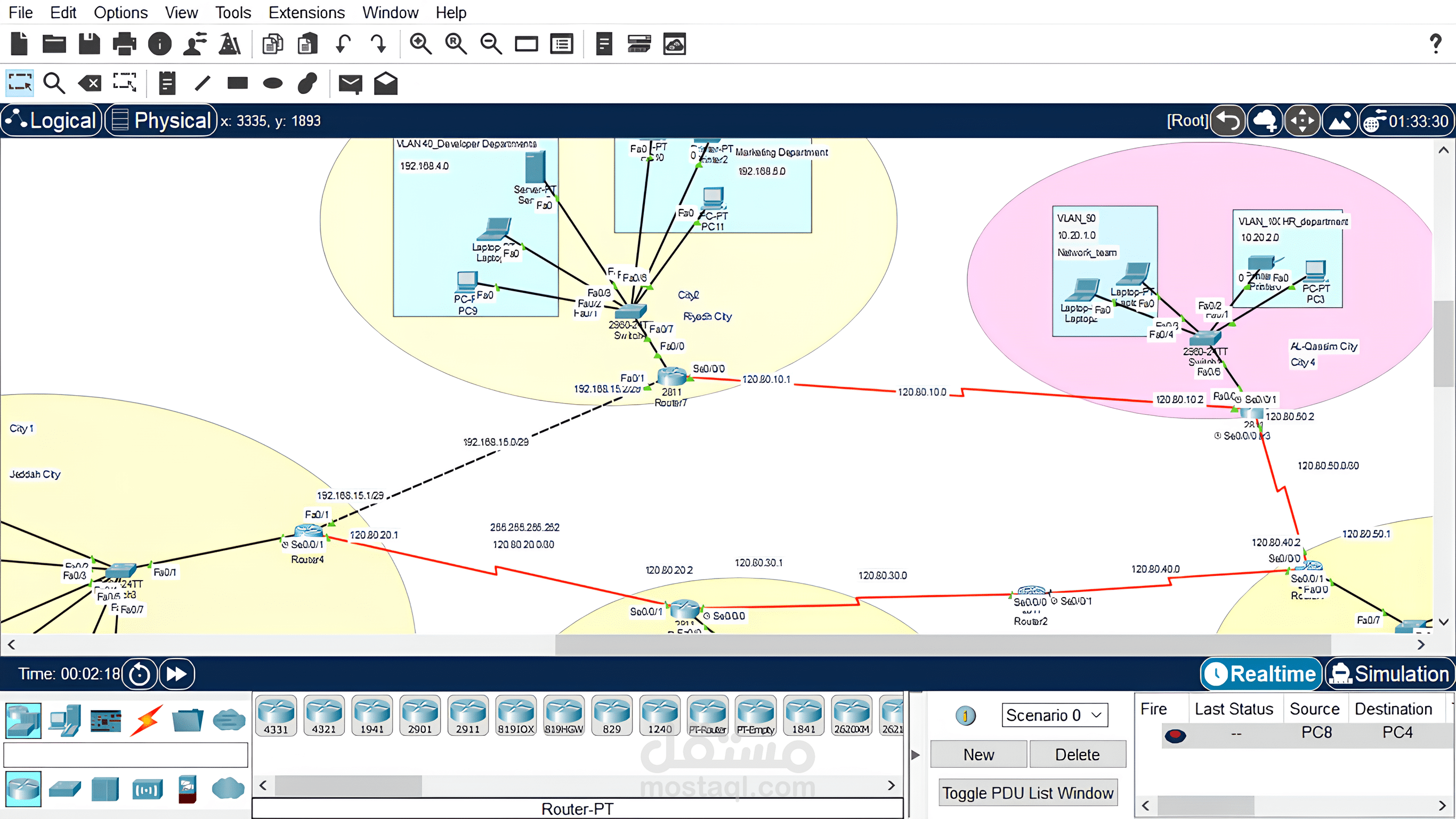 تمثيل ومحاكاة الشبكات باستخدام برنامج Cisco Packet Tracer