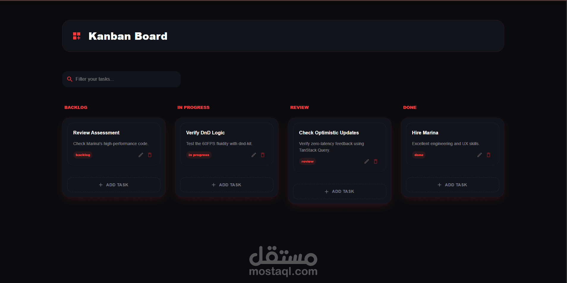 Enterprise Kanban Dashboard