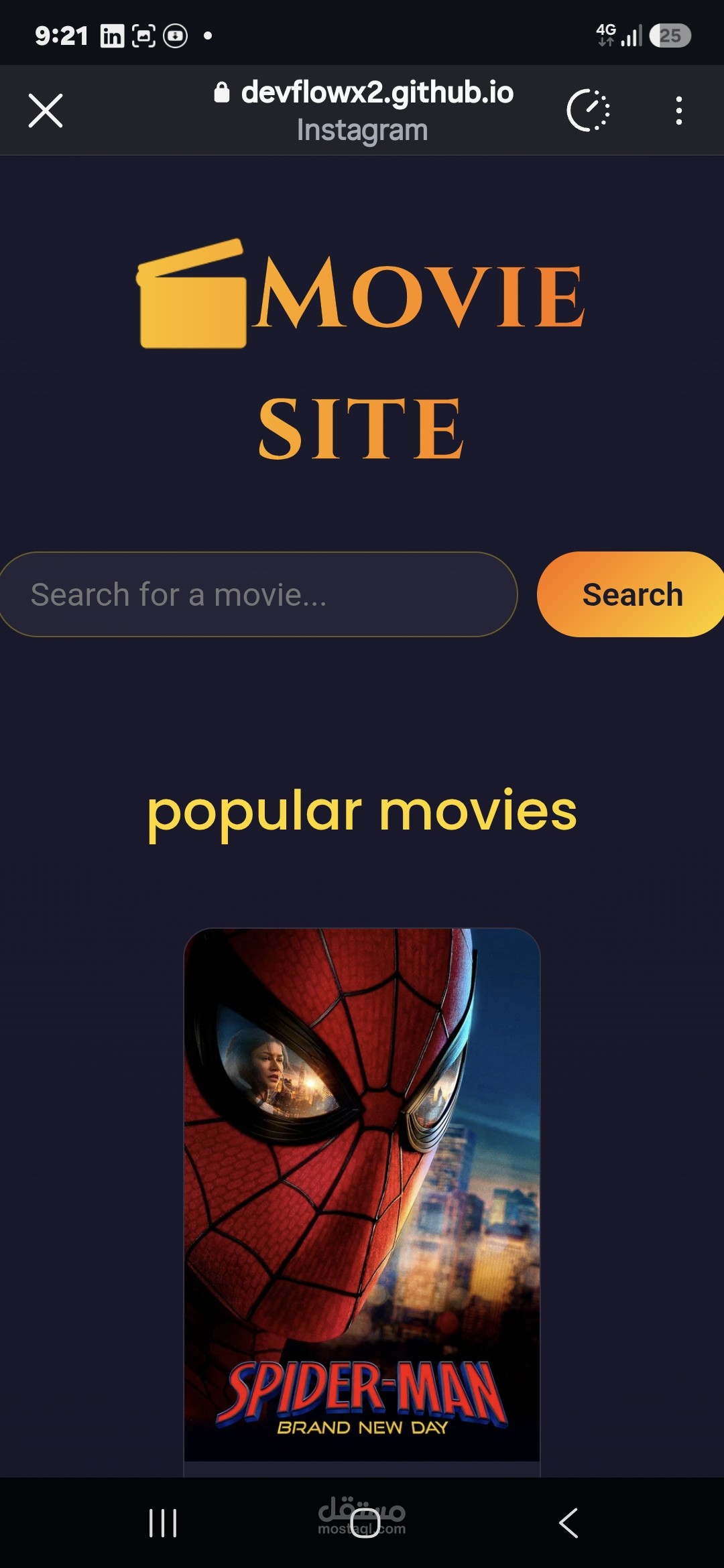 موقع لعرض الافلام بأستخدامreact و API
