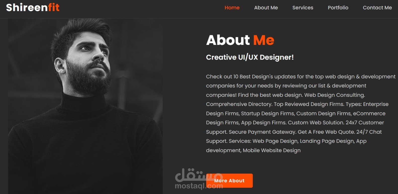 تطوير وتصميم موقع شخصي احترافي (Personal Portfolio Website - Shireenfit)
