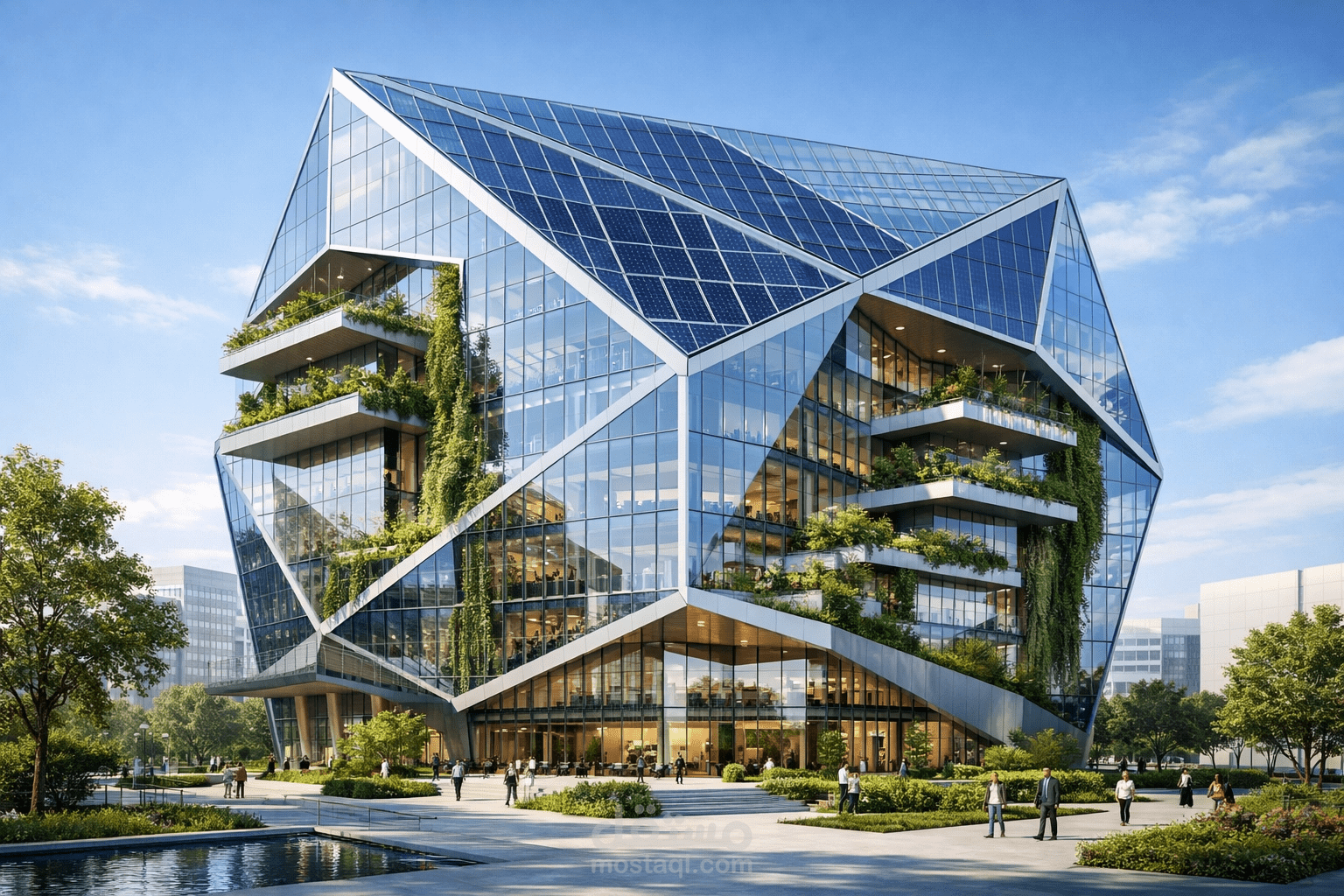 مبنى إداري زجاجي مستدام (Sustainable Office Building)