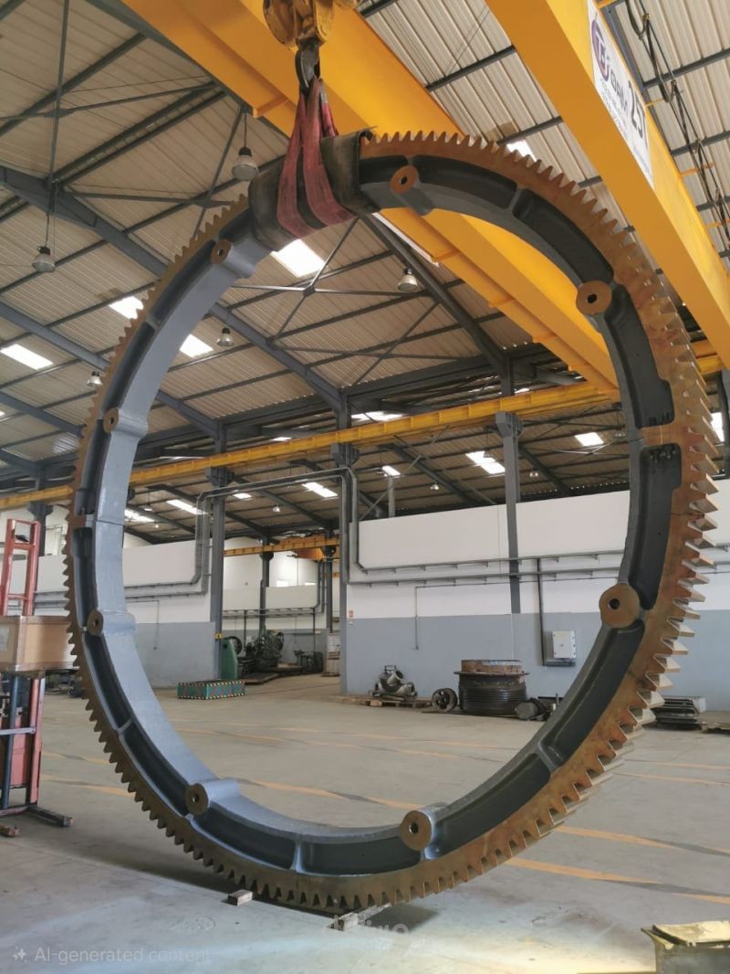 دراسة وتصميم إكليل مسنن (Gear Ring) بقطر 6 أمتار مع ترس التدوير (Pinion).