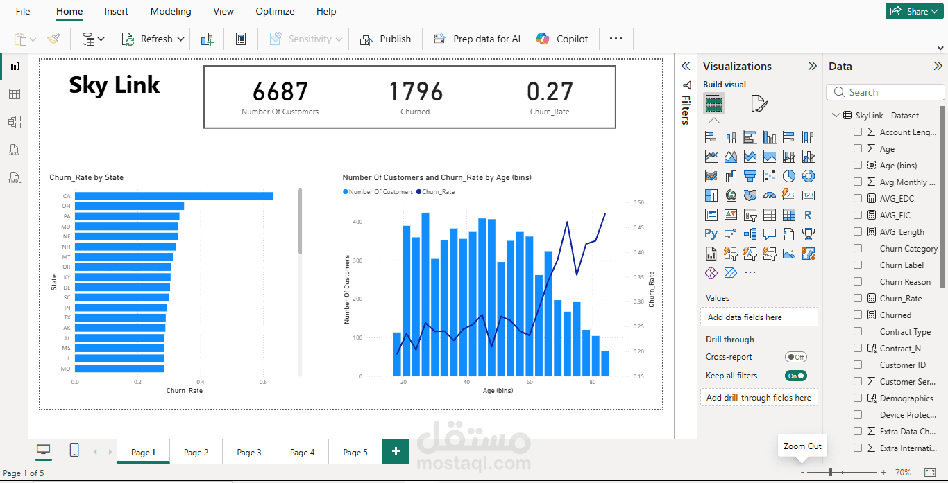 Power BI Interactive Report on Skylink Dataset
