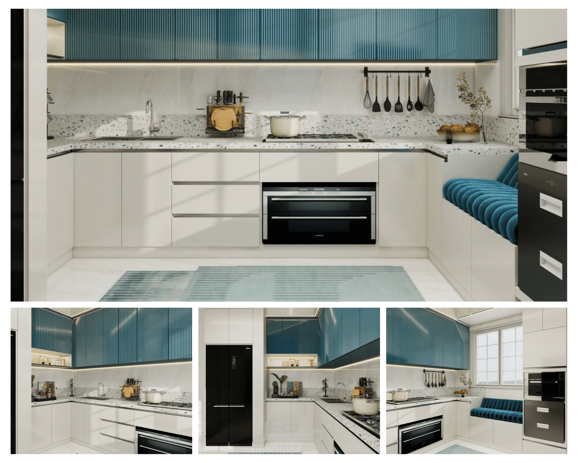 "تصميم داخلي لمطبخ عصري (Modern Kitchen Design) - استغلال مثالي للمساحات"