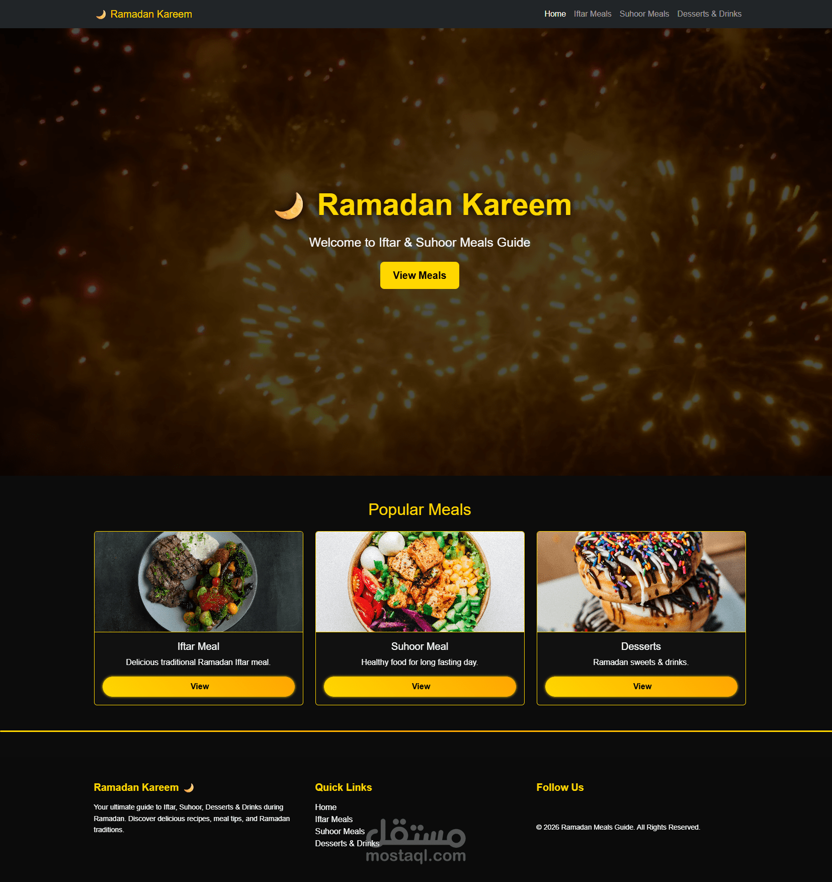 Ramadan Food & Drinks Web Page