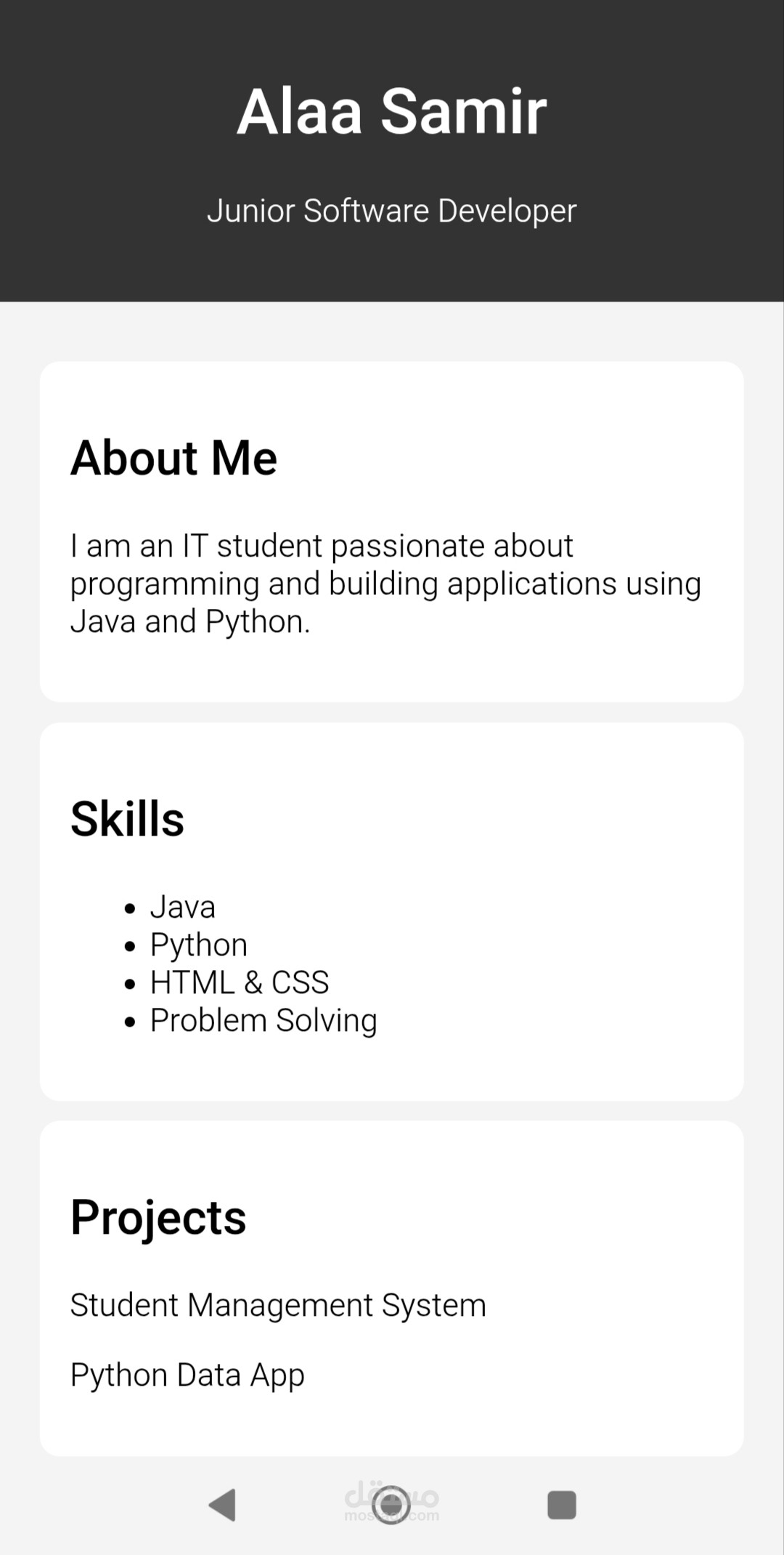 Personal Portfolio Website (HTML & CSS)