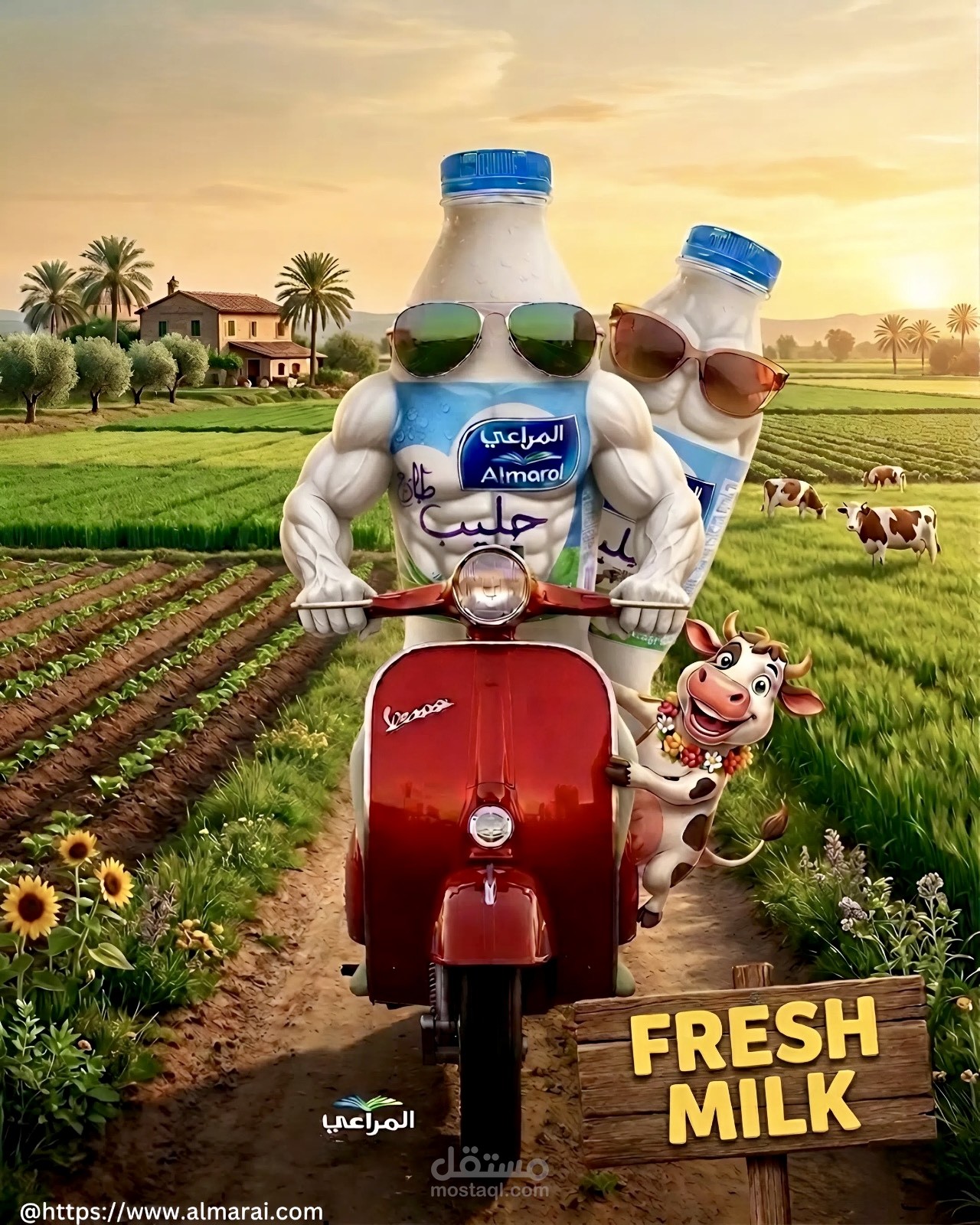 تصميم إعلان منتج لبن (Almarai Milk)