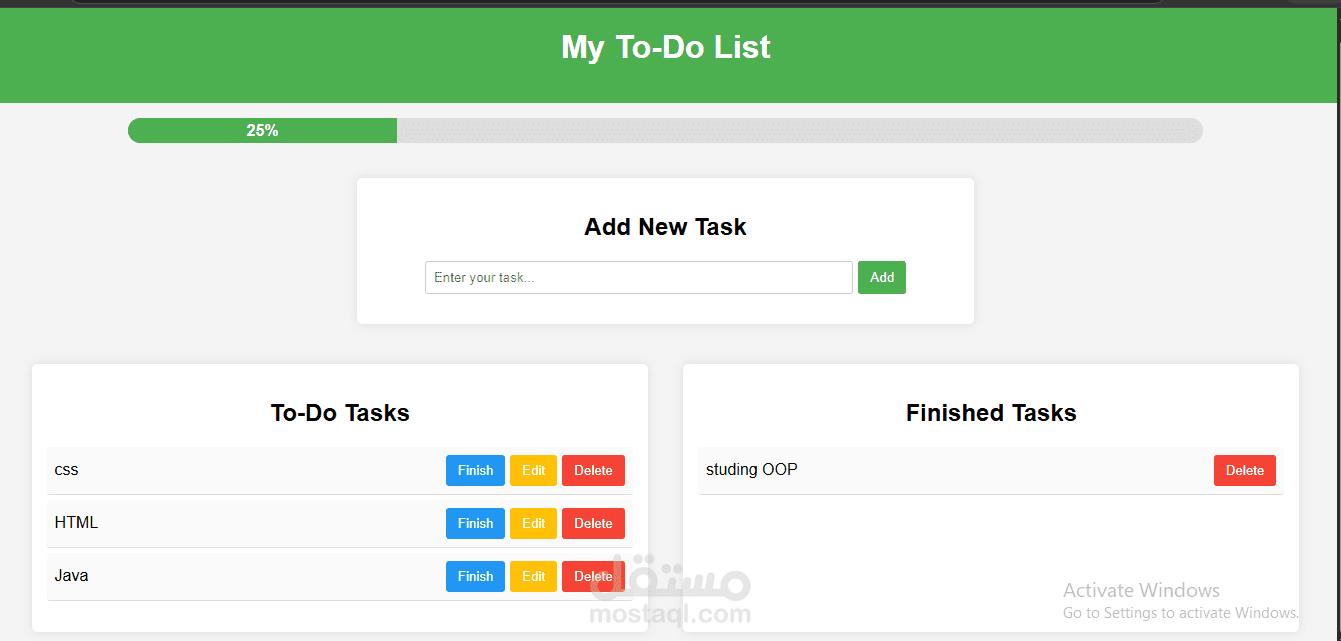 Interactive To-Do List with Progress Tracking