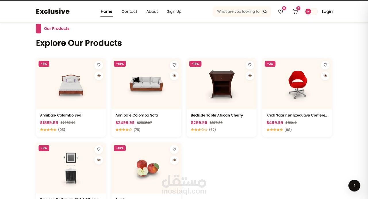 Exclusive — متجر إلكتروني (E-Commerce Website) بتصميم عصري فاخر