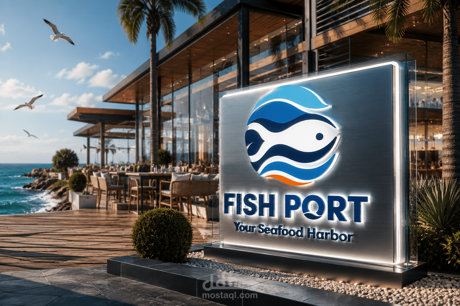 هويه بصريه كامله لمطعم (FISH PORT)