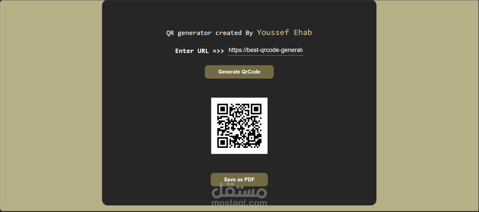 تطوير تطبيق ويب لتحويل الروابط إلى QR Code بشكل فوري مع إمكانية تحميله، باستخدام JavaScript وواجهة مستخدم بسيطة وسريعة.