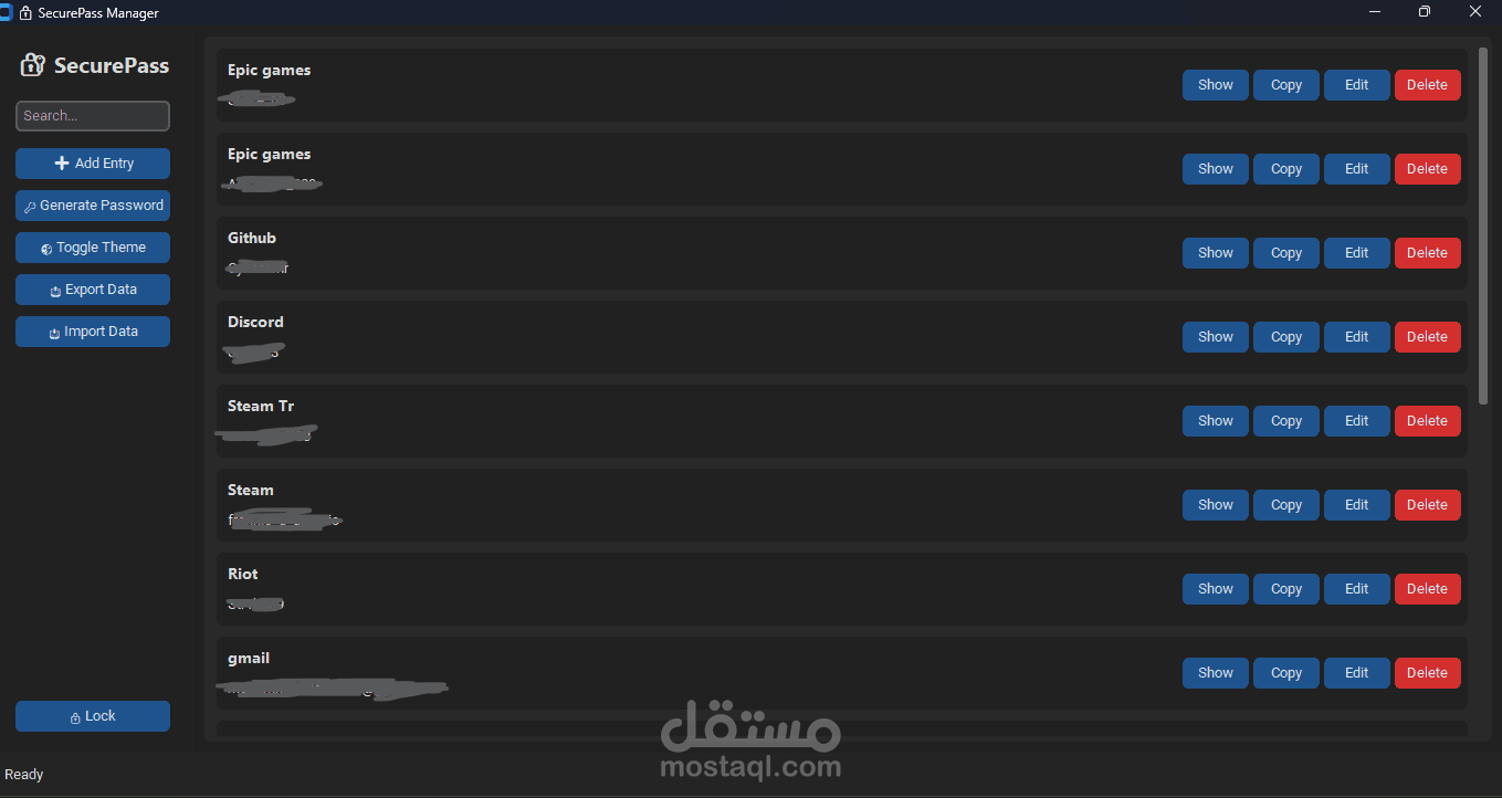 SecurePass - مدير كلمات مرور محلي مشفر وآمن