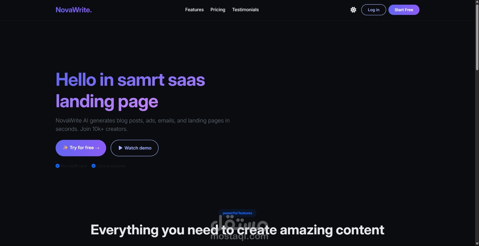 Saas Landing page