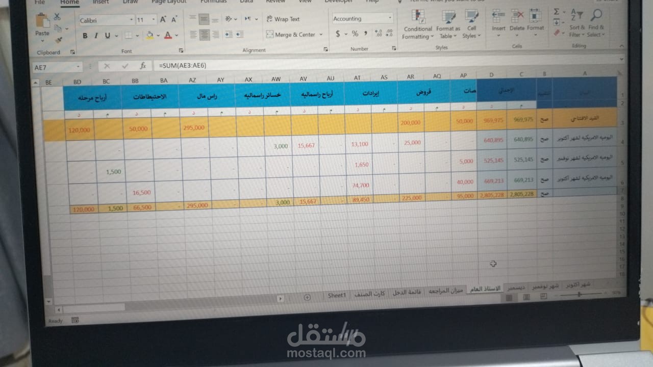 عمل قيود يوميه