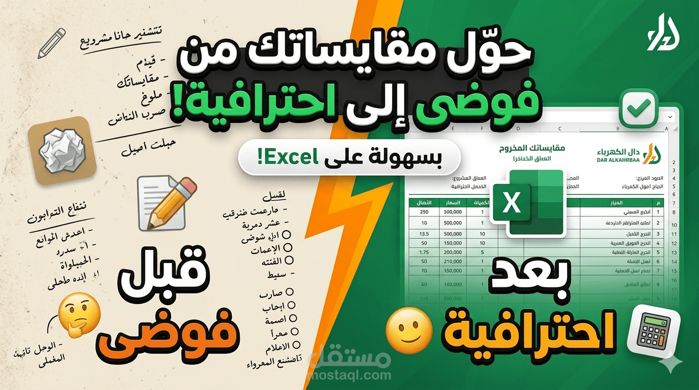 استخدام Excel في تنسيق وإدارة جداول كميات (BOQ) لشركات المقاولات بدقة عالية