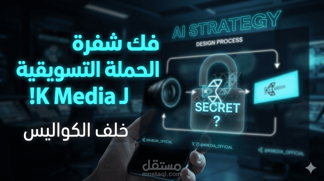تطوير الهوية البصرية وخطة محتوى (Marketing Campaign Visuals) لـ K Media.